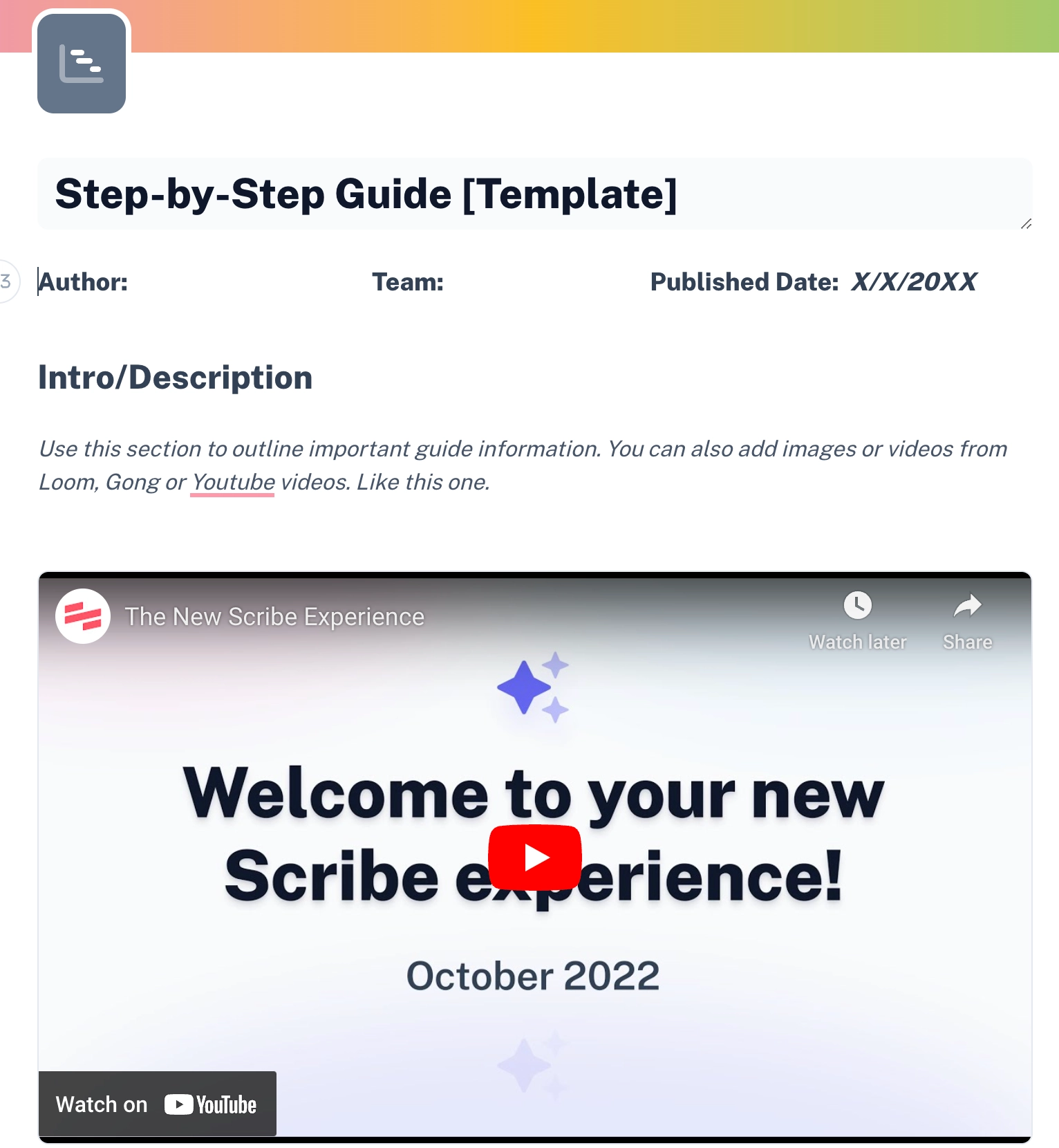 step by step guide user template