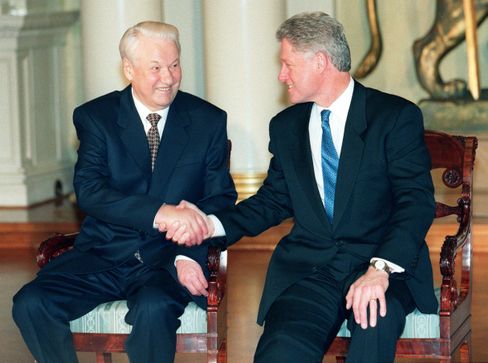 Boris Yeltsin with Bill Clinton in 1997: He agreed to NATO's eastern expansion in 1997, but complained the West had forced him into it.