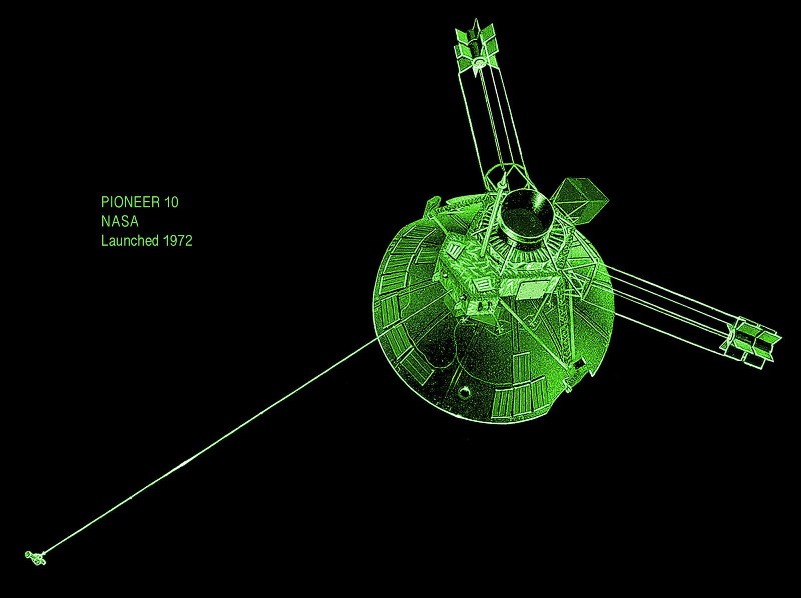 An illustration of Pioneer 10.