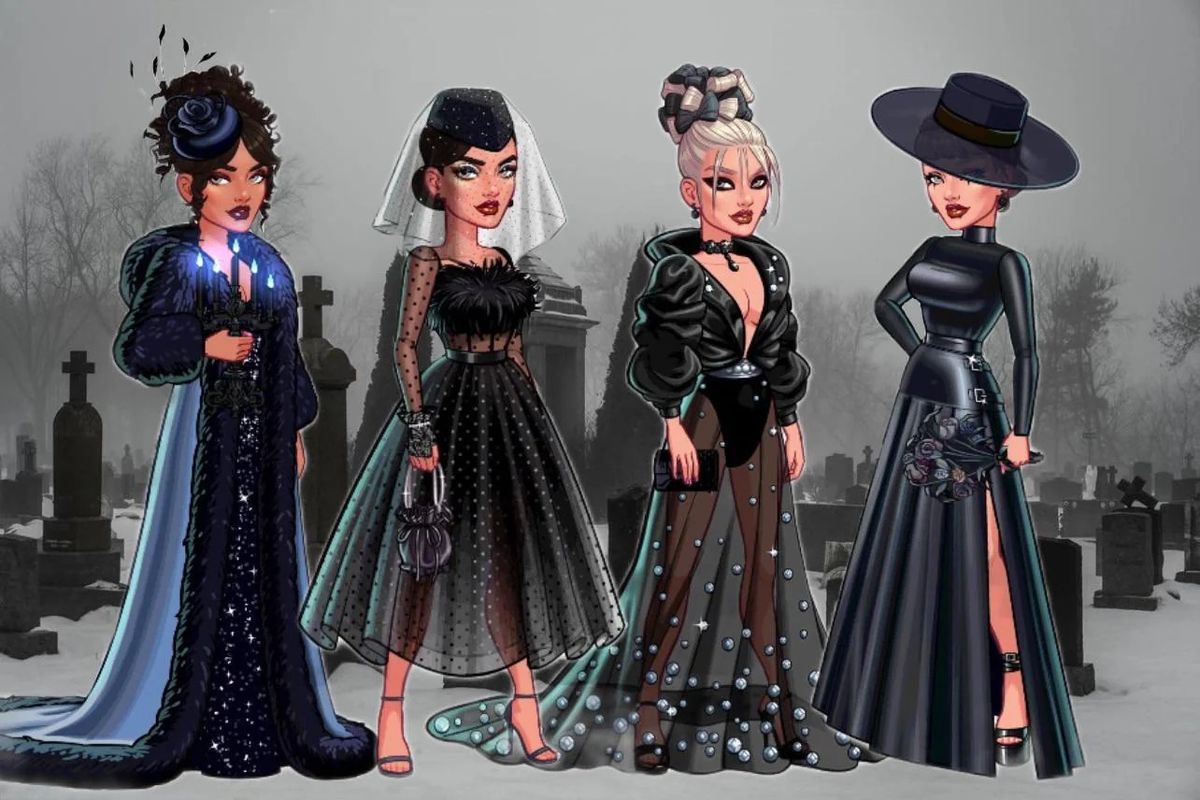 Four Kim Kardashian: Hollywood avatars wearing all black outfits