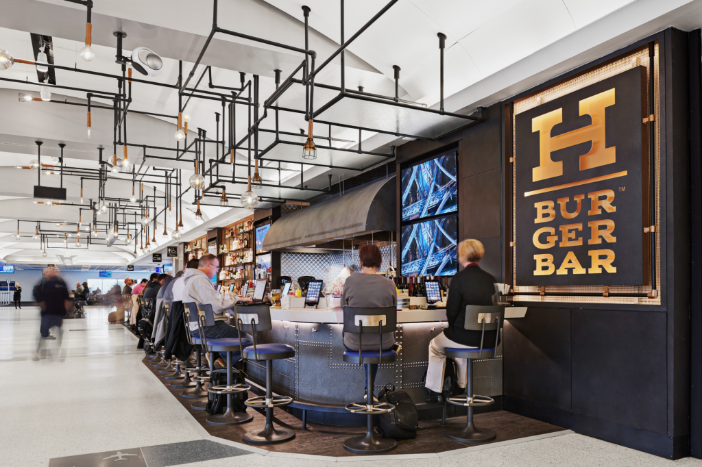 The exterior of H Burger Bar at George Bush Intercontinental Airport in Houston.