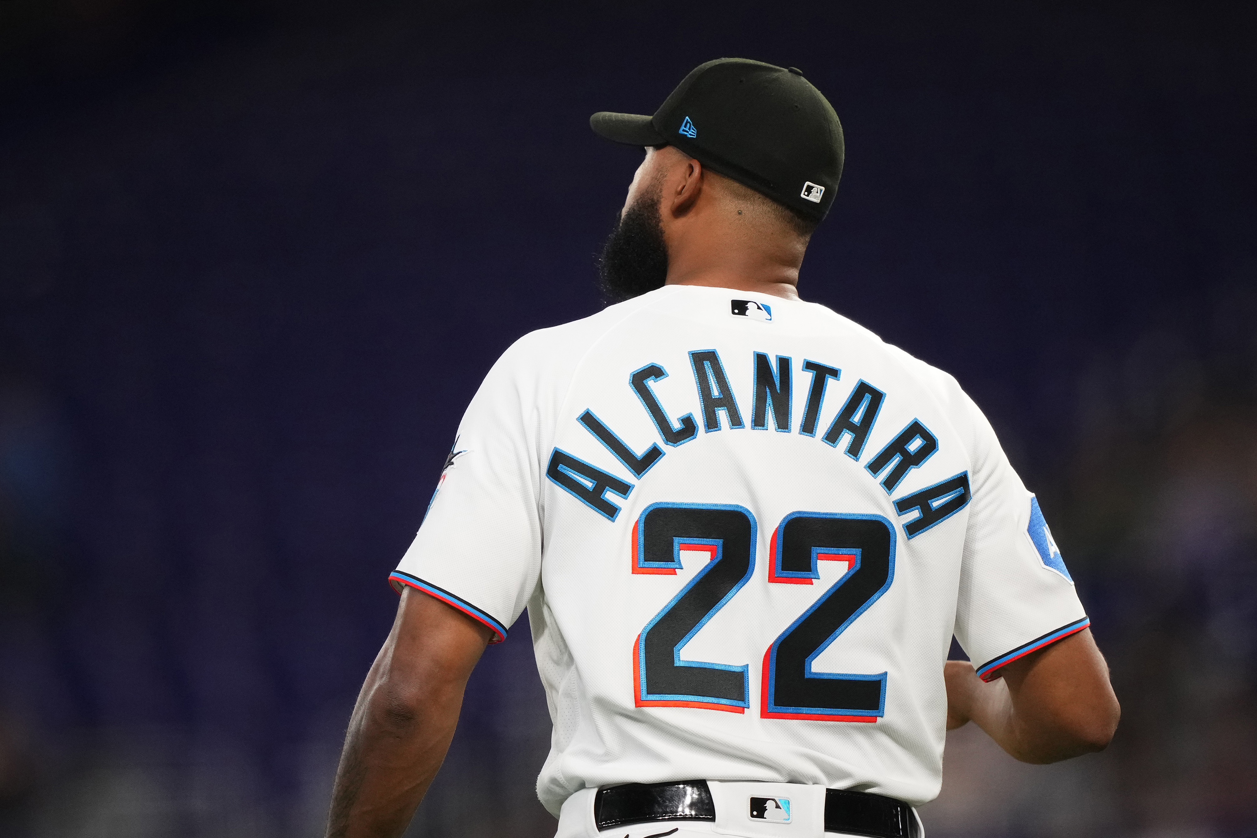Sandy Alcantara #22 of the Miami Marlins takes the mound for the game against the Atlanta Braves at loanDepot park on May 2, 2023 in Miami, Florida.