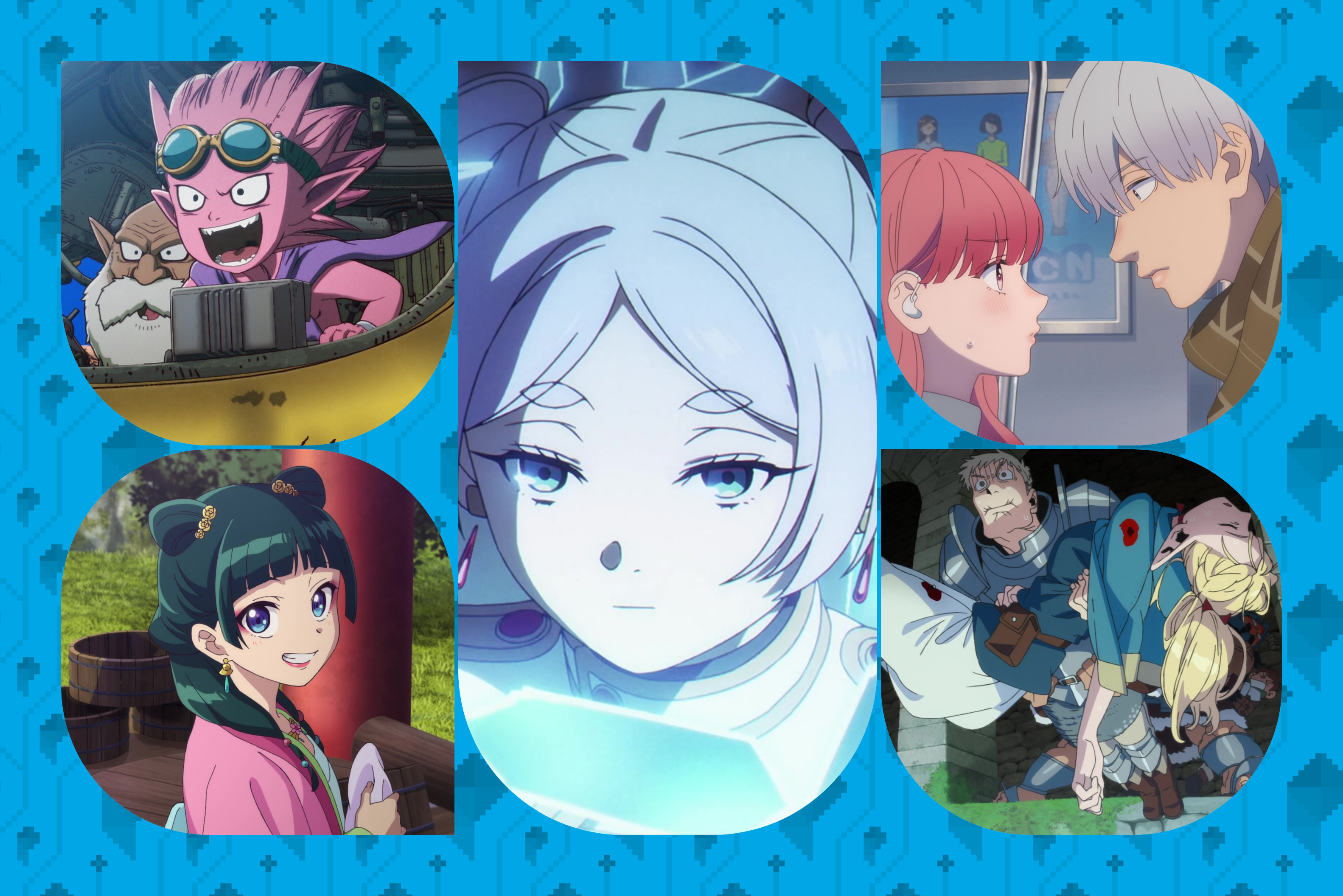 A collage of anime that have aired throughout the winter 2024 season