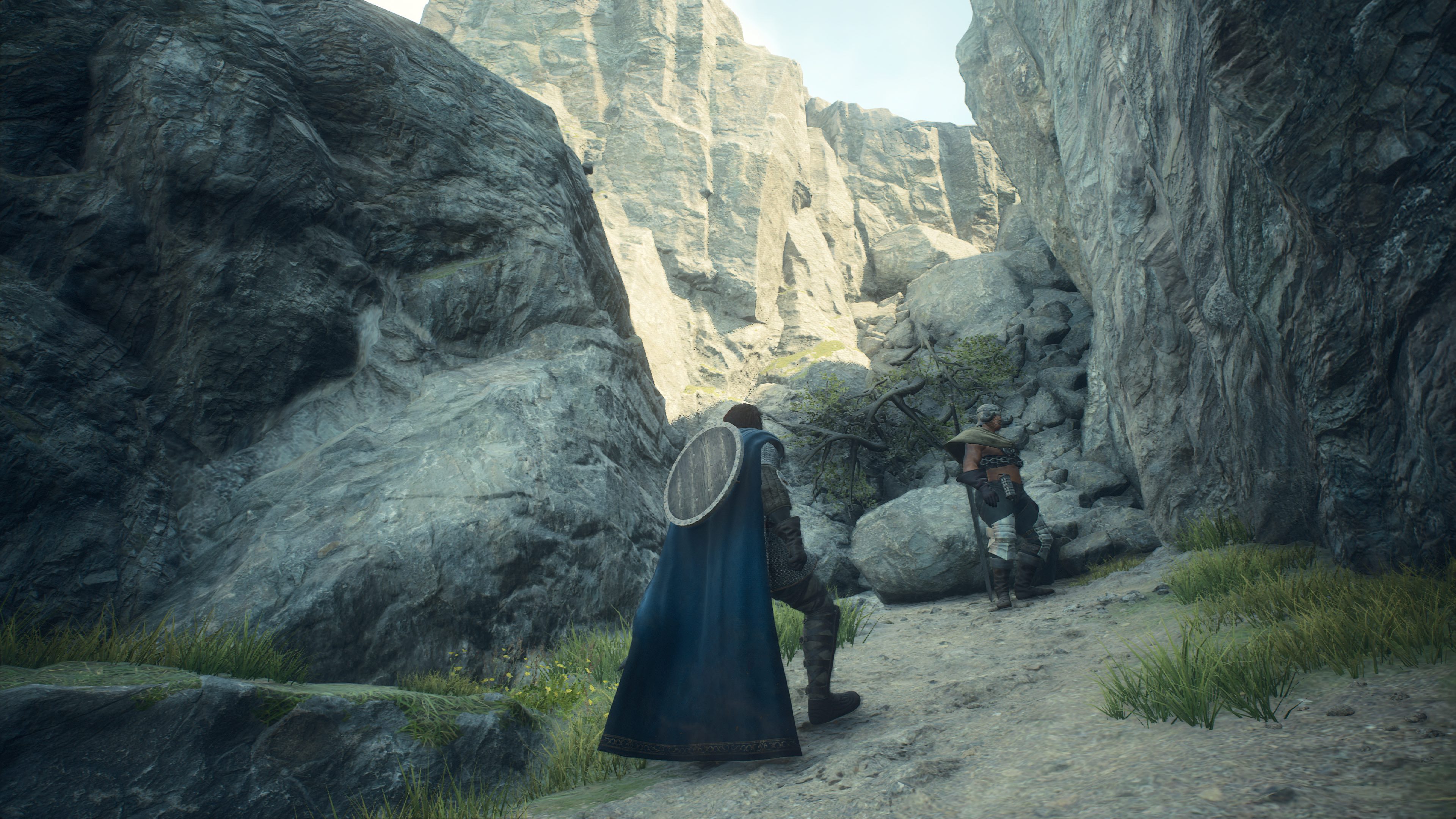 A beastren stands near the landslide blocking the way to the Nameless Village in Dragon’s Dogma 2.