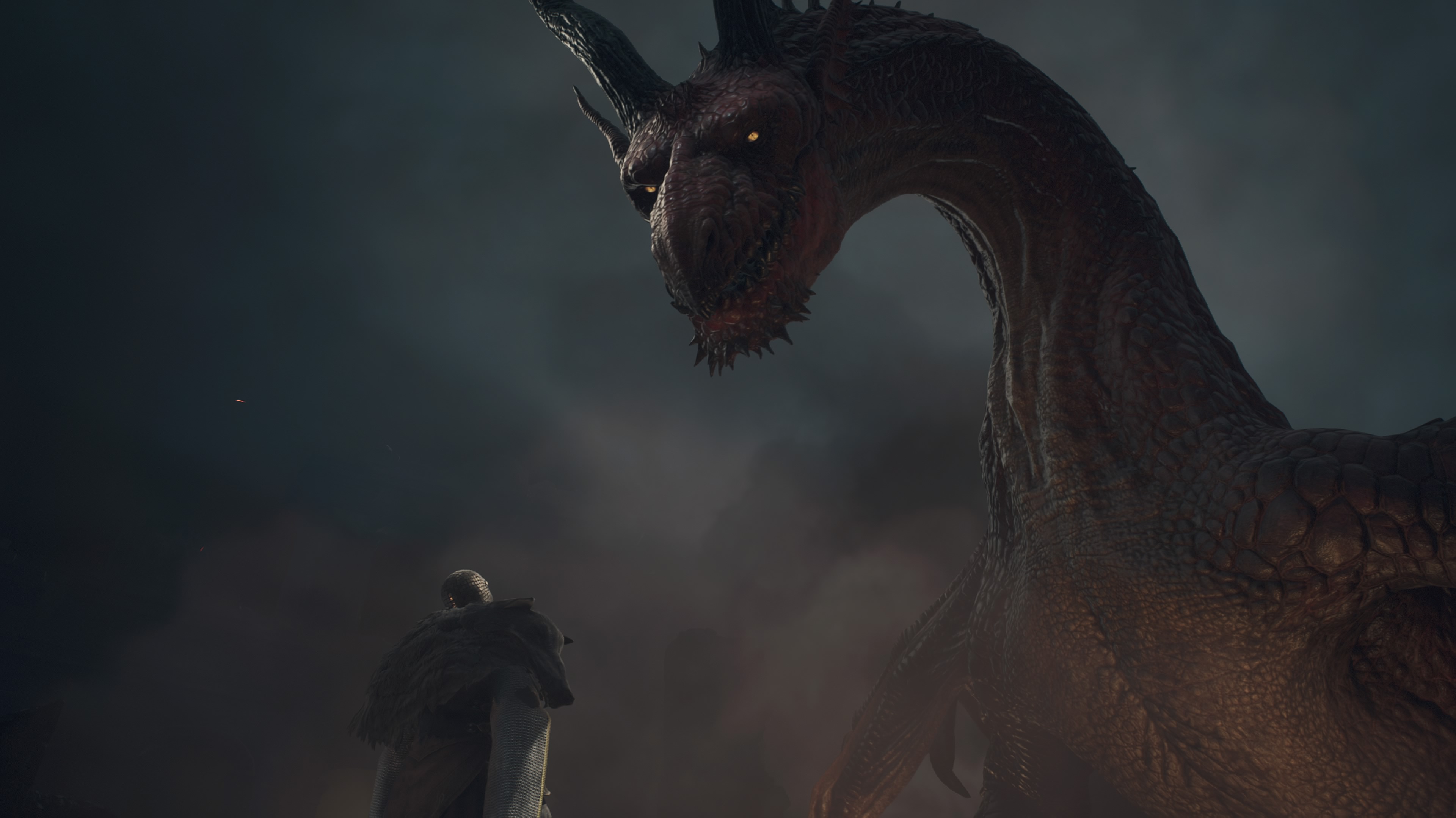 The great dragon looms over the Arisen in Dragon’s Dogma 2