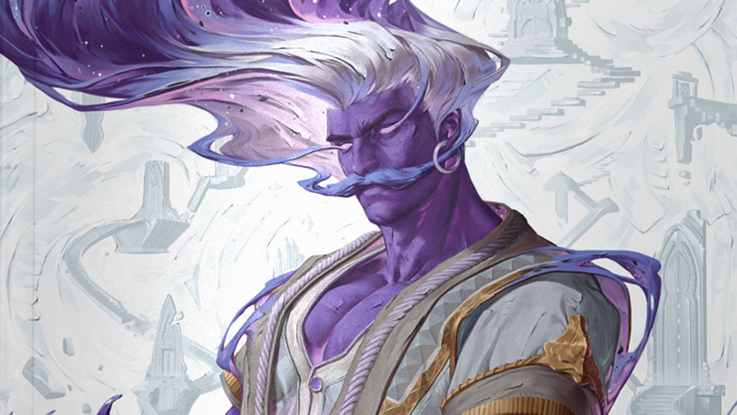 Alternate art for Quests from the Infinite Staircase features a powerful spirit with purple skin and white hair.