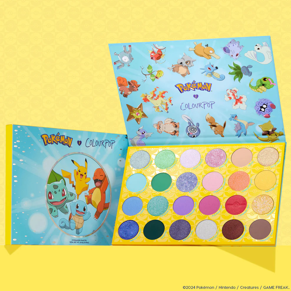 A Pokémon-inspired eyeshadow palette featuring a rainbow range of mattes and shimmers.