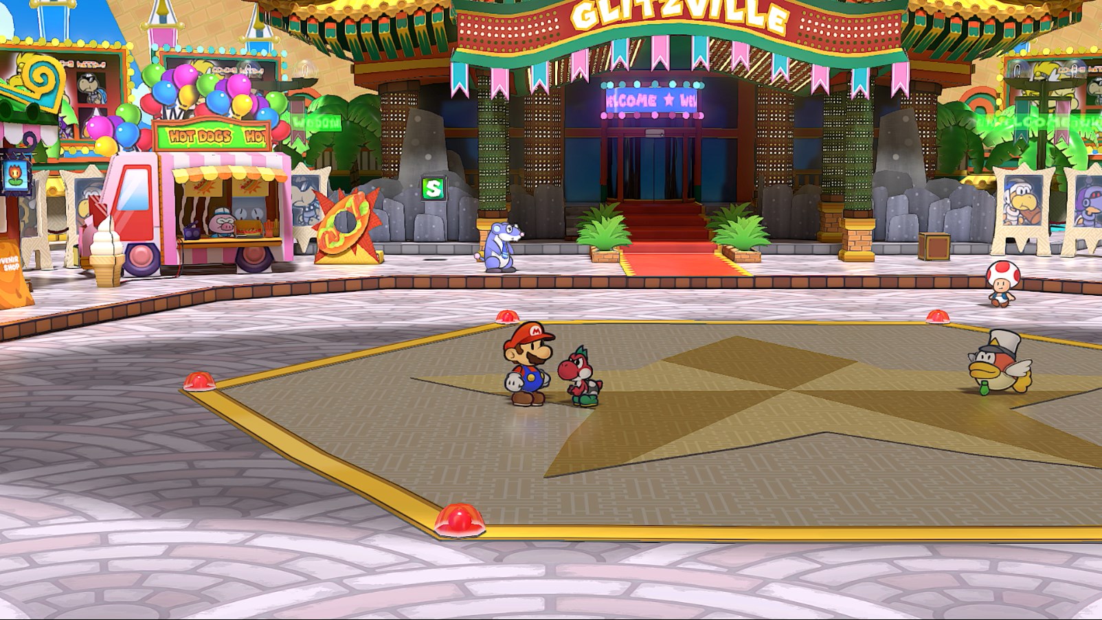 Mario and a red Yoshi Kid in Paper Mario: The Thousand-Year Door