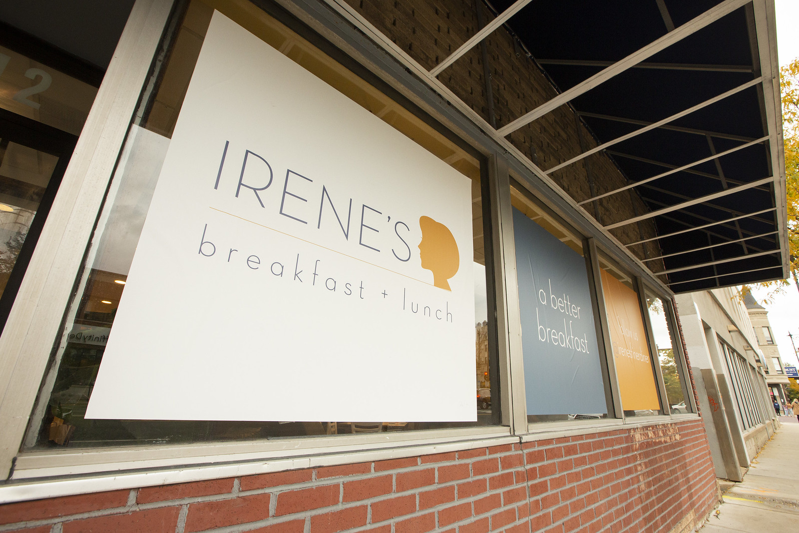 A sign on Irene’s window