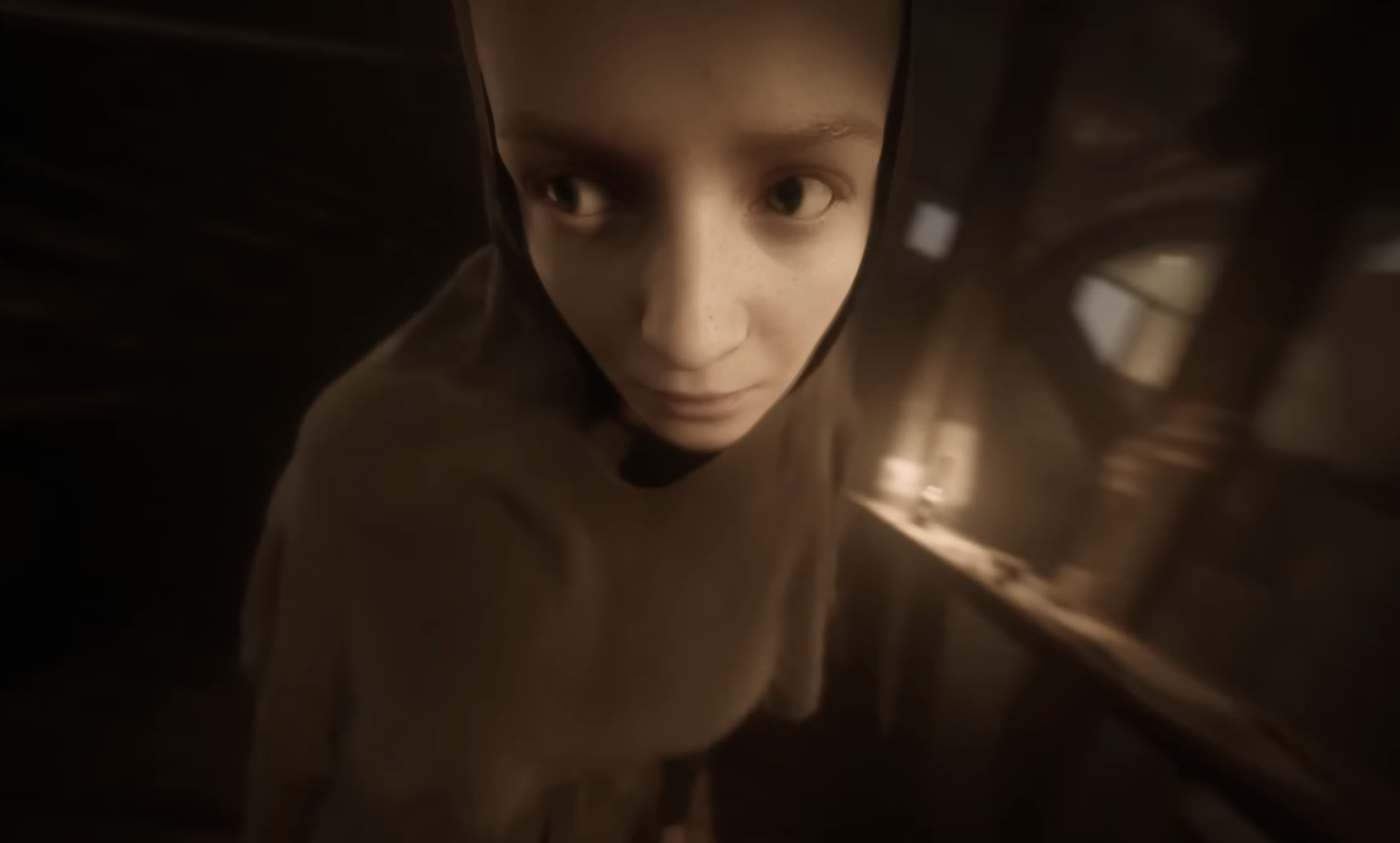 In Indika, the game’s creators position the camera like a Snorricam on the face of its titular nun