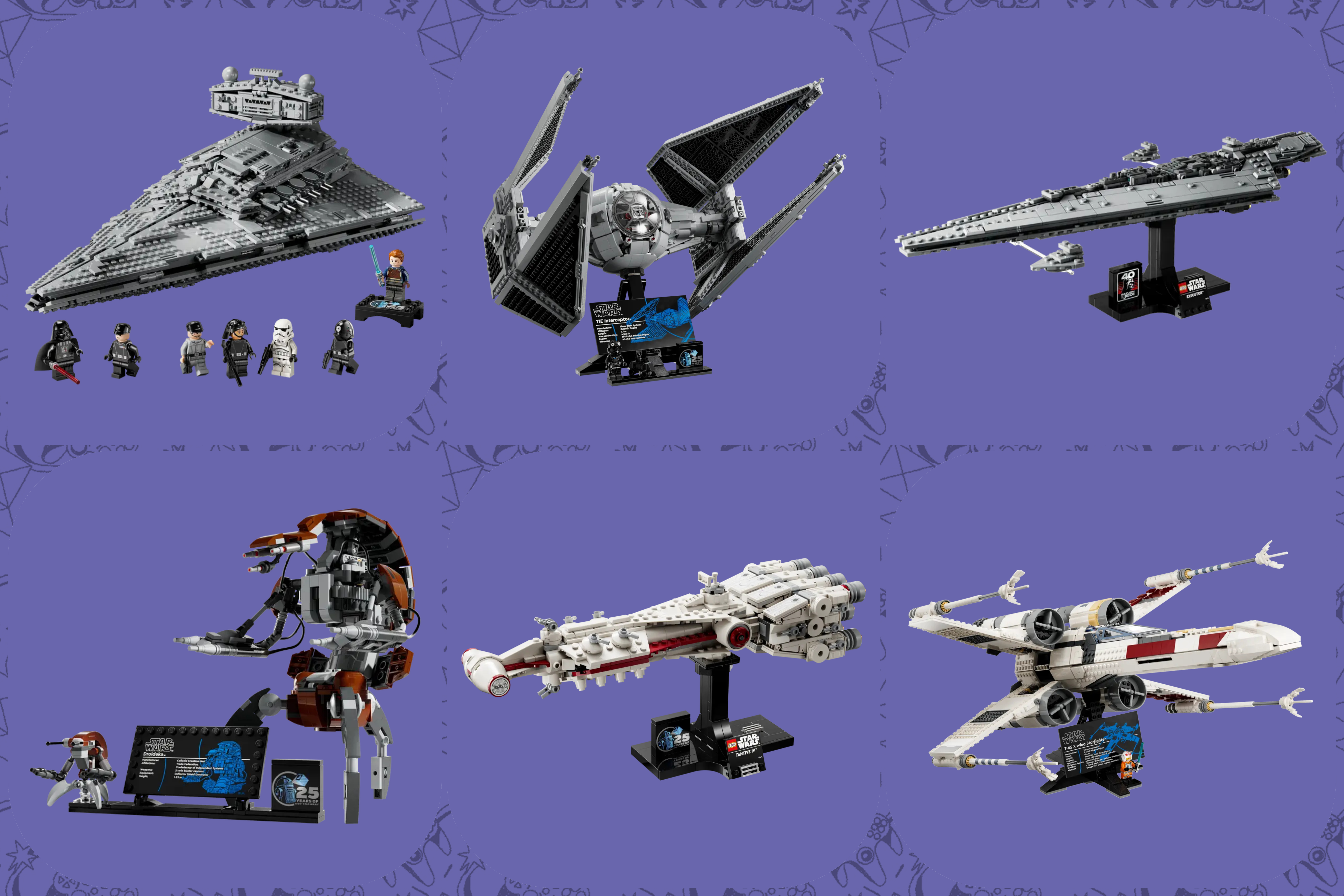 A compilation of various Star Wars Lego sets