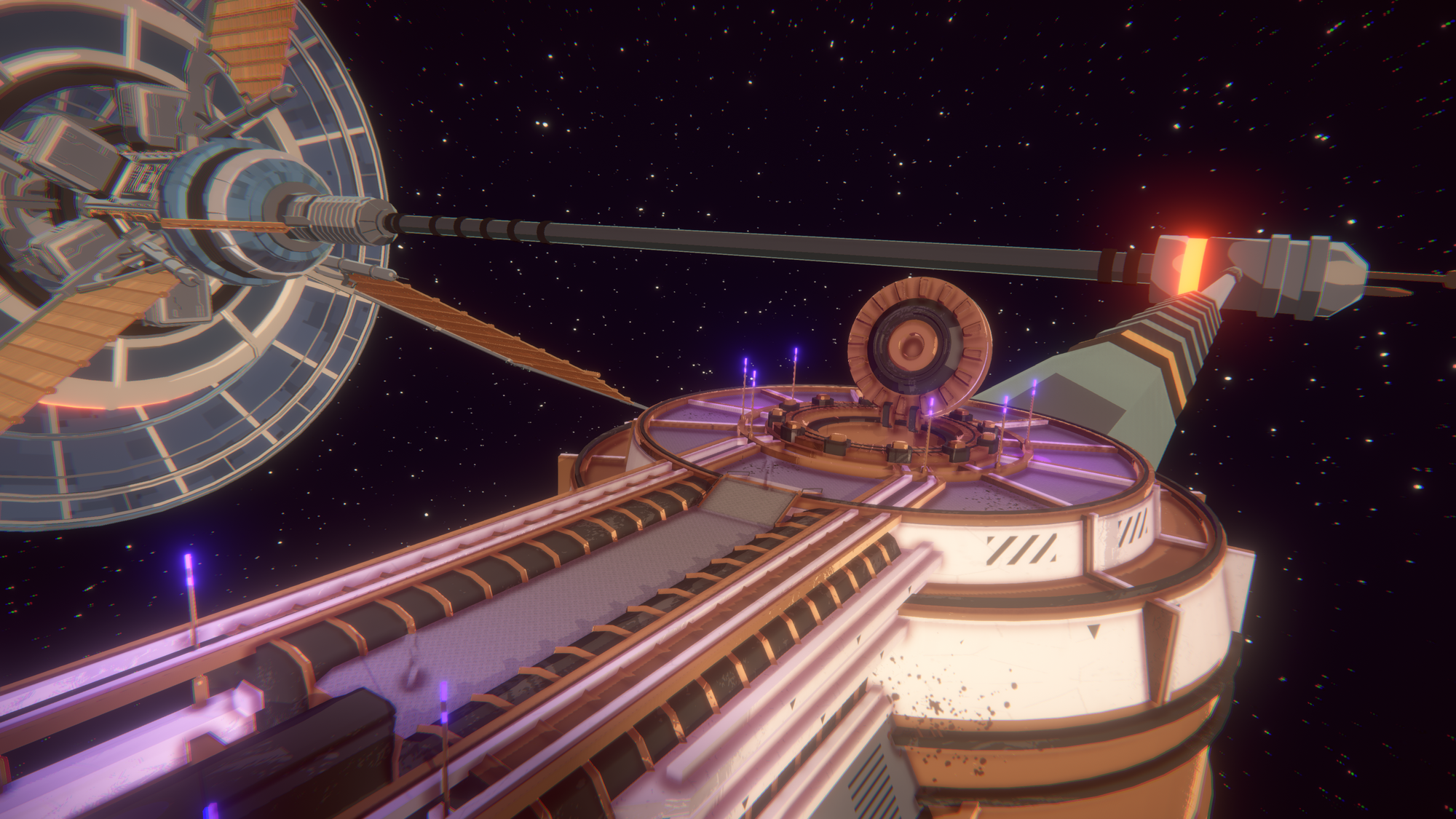 A spaceship flies through space in Generation Exile