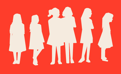 Illustration of silhouettes of schoolgirls.