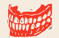Illustration of a set of grinning teeth.
