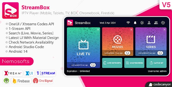 StreamBox - IPTV Player (Android Mobile, Tablets, TV, BOX, Chromebook, Firestick)