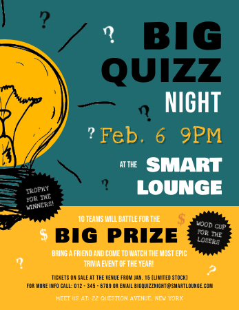Get your team ready with trivia night flyers