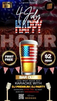 4 JULY HAPPY HOUR BAR AD TEMPLATE Instagram Story