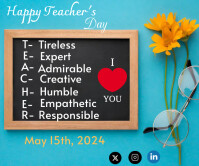 Teacher's day celebration rectangle template