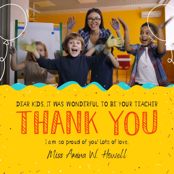 Thank you Teacher to Student Square Video 方形(1:1) template