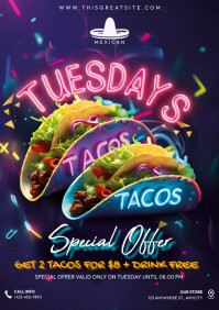 Tuesday tacos special offer A4 template
