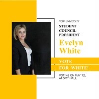White and Yellow Student Council Election Campaign Square Vi template