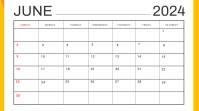 White Professional June Calendar Digital Disp template