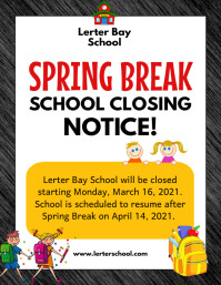 White school holiday notice flyer template