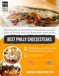 Yellow Philly Steak Restaurant Flyer template