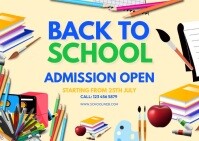 Back to School Party, School Admission Postcard template