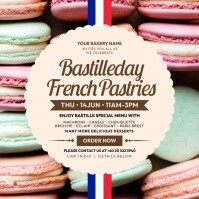 Bastille Day French Pastries Ad Post Template