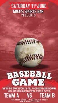 Baseball Sports Bar Flyer template, tball tee Instagram Story