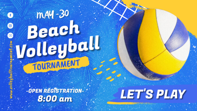 Beach Volleyball Tournaments Facebook 封面视频 (16:9) template