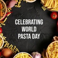 Black World Pasta Day Video Post Square (1:1) template