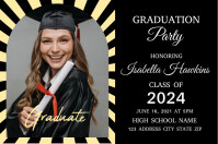 Black and Gold Graduation Party Announcement Label template
