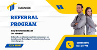 Blue and Yellow Modern Referral Program Faceb Facebook Ad template