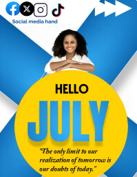 Blue Pastel Hello July  Flyer (us Letter) template