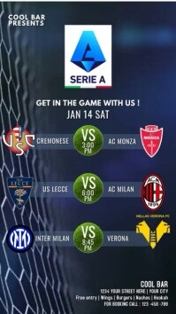 CALCIO 2023 SCHEDULE, ITALY football video Instagram Story template
