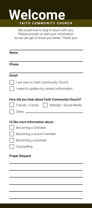 church connection card template