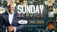 church sunday service design template floral YouTube Thumbnail