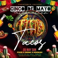 Cinco de mayo Mexican food flyer Square (1:1) template