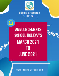 Colorful school holiday notice flyer template