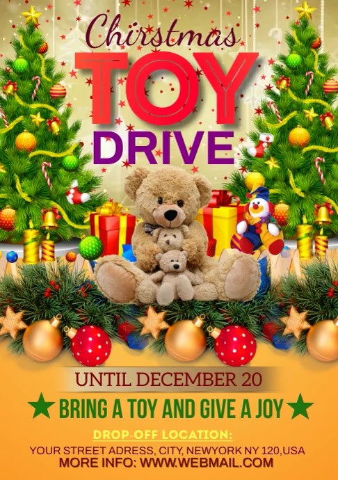 Christmas toy drive A3 template