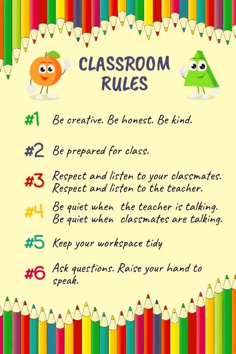 Classroom Rules School Poster template