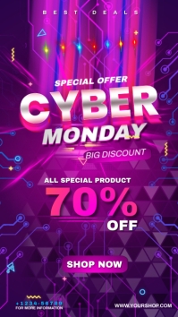 Cyber Monday Sale Poster Digital Display (9:16) template