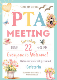 Editable Spring PTA Meeting Flyer Template A6