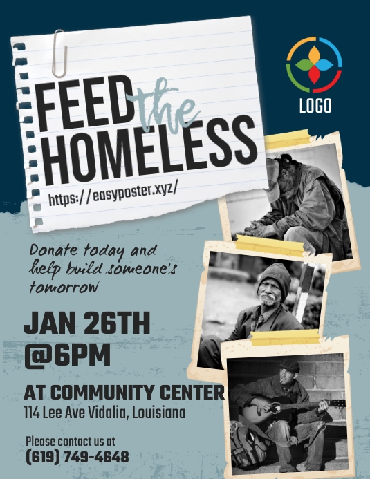 Feed The Homeless Flyer Pamflet (Letter AS) template