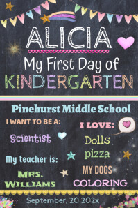 First Day of School Chalkboard Sign Poster template