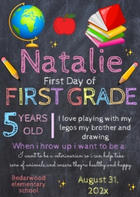 First Day Of School Sign-Any Grade Template A6