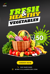 Fresh Vegetables Pinterest pin flyer design template