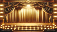 Golden stage with lights zoom background Presentation (16:9) template
